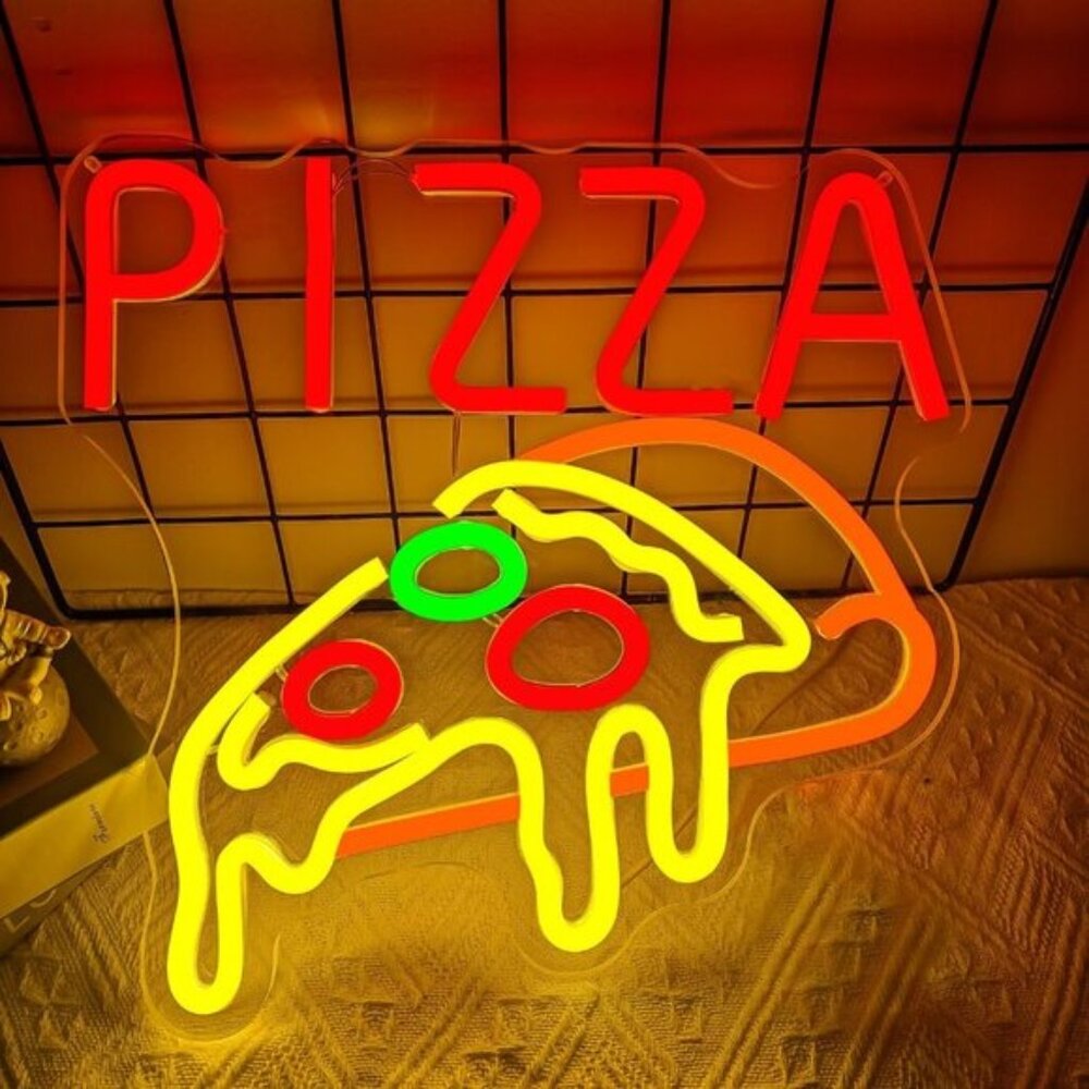 New Pizza Neon Sign, LED Light Wall Decor for Shop & Party Use